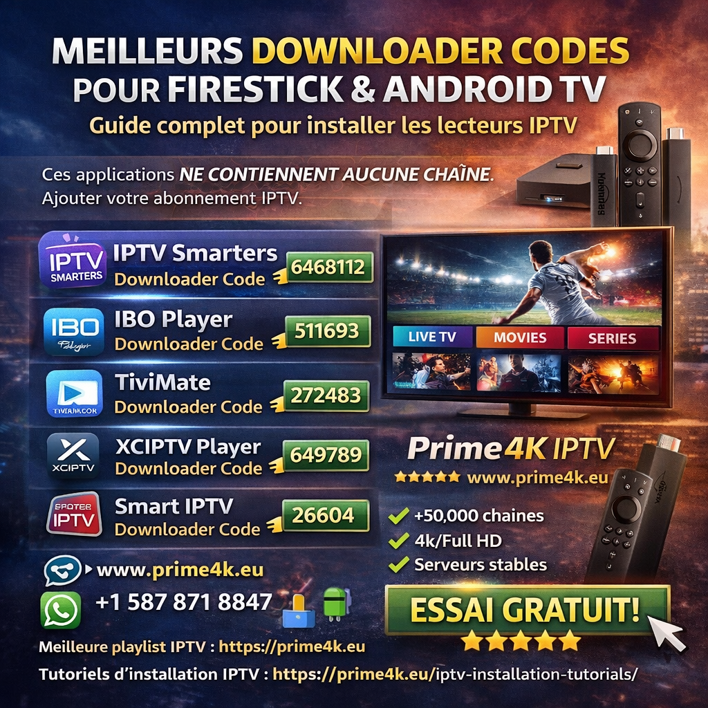 Best Downloader Codes pour FireStick & Android TV – Guide complet pour installer les lecteurs IPTV